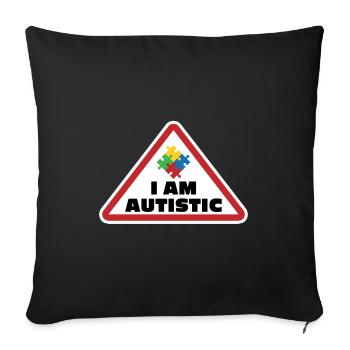 Je suis autiste : conception d’icônes de puzzle - Housse de coussin décorative 45 x 45 cm - noir - Devant