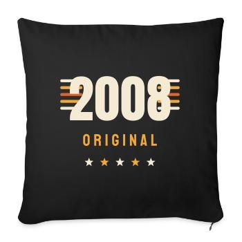2008 Original Jahrgang Retro 18. Geburtstag Gesche - Sofakissenbezug 45 x 45 cm - Schwarz - Vorne