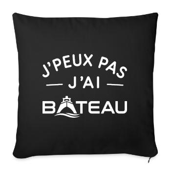 Bateau Humour Cadeau Passionné de Navigation - Housse de coussin décorative 45 x 45 cm - noir - Devant