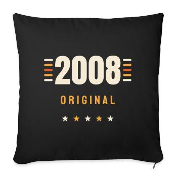 2008 Original Jahrgang Retro 18. Geburtstag Gesche - Sofakissenbezug 45 x 45 cm - Schwarz - Vorne