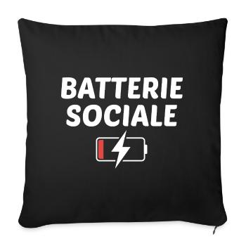 Batterie sociale à 0% - Housse de coussin décorative 45 x 45 cm - noir - Devant