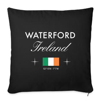 Waterford Ireland Coordinates Travel Souvenir - Sofa pillowcase 17,3'' x 17,3'' (45 x 45 cm) - black - Front