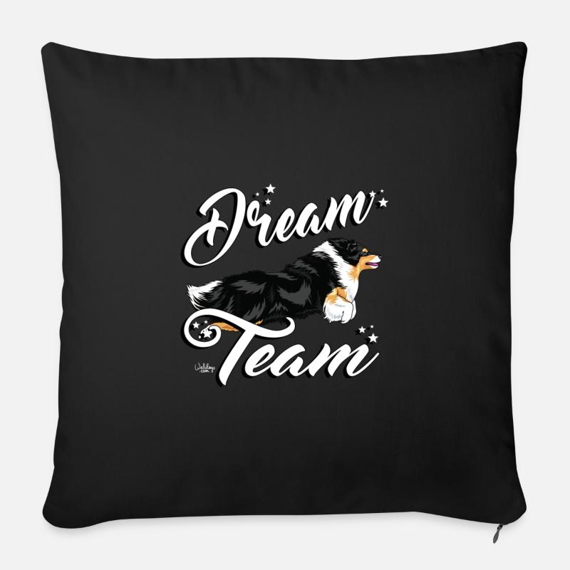 sheltiedreamteam2 - Sofakissenbezug 45 x 45 cm - Schwarz