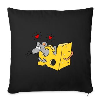 little mouse loves cheese heart sweet love gift - Sofa pillowcase 17,3'' x 17,3'' (45 x 45 cm) - black - Front