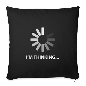 "Je pense" T-shirt drôle - Housse de coussin décorative 45 x 45 cm - noir - Devant