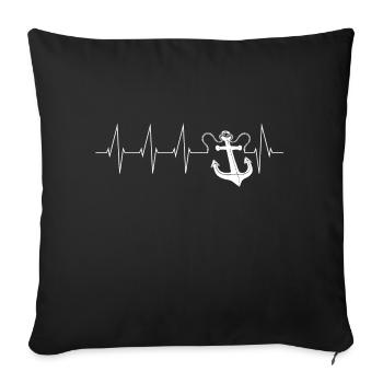 Cadeau de voilier capitaine ancre capitaine - Housse de coussin décorative 45 x 45 cm - noir - Devant