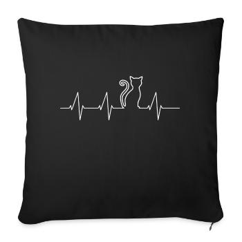 Mon coeur bat pour mon chat! - Housse de coussin décorative 45 x 45 cm - noir - Devant