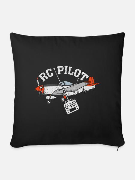 RC Pilot, Modellflug, Modellbau - Sofakissenbezug 45 x 45 cm - Schwarz