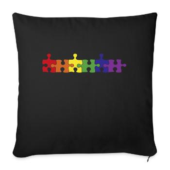 Rainbow 02os - Puzzle - pace - peace -Frieden - Sofakissenbezug 45 x 45 cm - Schwarz - Vorne