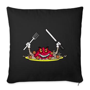 EVIL SPAGHETTI - Eat if you dare! - Sofa pillowcase 17,3'' x 17,3'' (45 x 45 cm) - black - Front