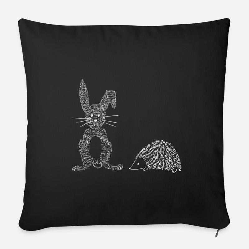 Lapin & Hérisson - Housse de coussin décorative 45 x 45 cm - noir