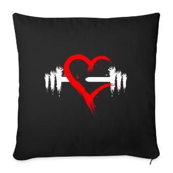 Dumbbell with heart - Sofa pillowcase 17,3'' x 17,3'' (45 x 45 cm) - black - Front