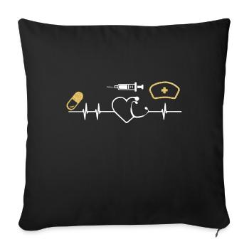 Infirmière Médecin Infirmière Hôpital - Housse de coussin décorative 45 x 45 cm - noir - Devant