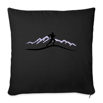 Running, Runner & Mountains - Sofa pillowcase 17,3'' x 17,3'' (45 x 45 cm) - black - Front