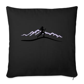 Running Woman, Runner & Mountains - Sofa pillowcase 17,3'' x 17,3'' (45 x 45 cm) - black - Front