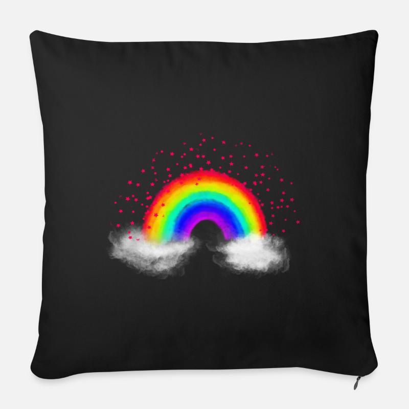 Regenbogen Wolken - Sofakissenbezug 45 x 45 cm - Schwarz