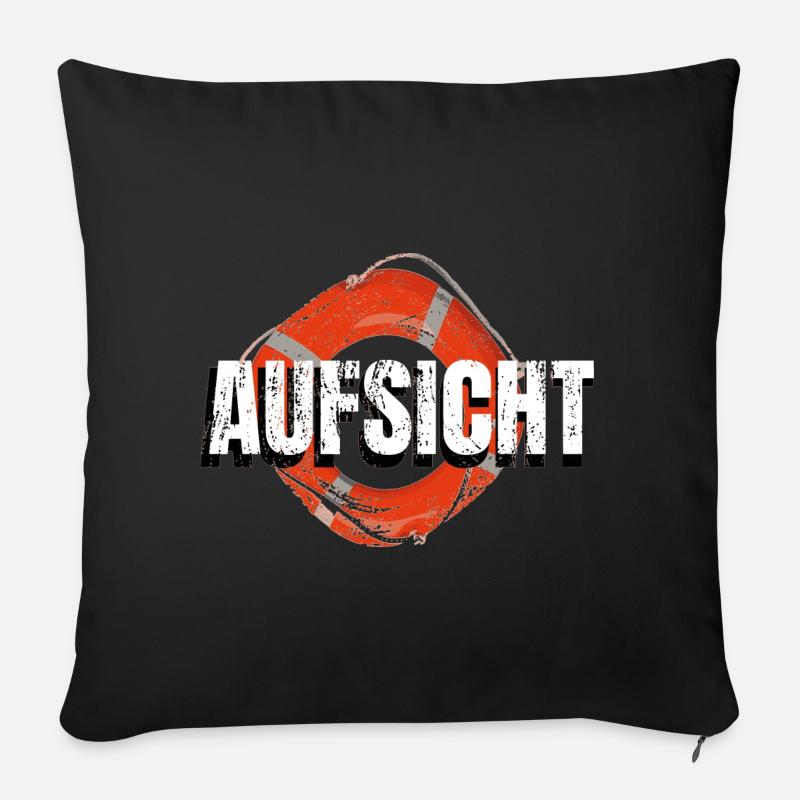 Aufsicht! Rettungsring Wasseraufsicht - Sofakissenbezug 45 x 45 cm - Schwarz
