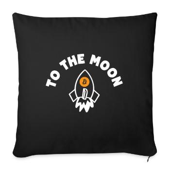 Crypto-monnaies à la fusée Bitcoin Lune - Housse de coussin décorative 45 x 45 cm - noir - Devant