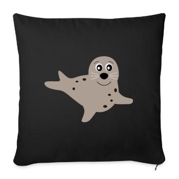phoques phoques phoques animaux - Housse de coussin décorative 45 x 45 cm - noir - Devant
