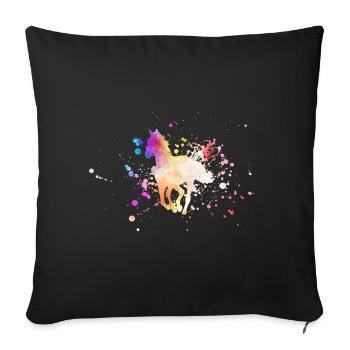 Horse silhouette watercolor - Sofa pillowcase 17,3'' x 17,3'' (45 x 45 cm) - black - Front