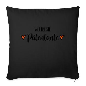 Weltbeste Patentante Patin Tante Taufe Geburt - Sofakissenbezug 45 x 45 cm - Schwarz - Vorne