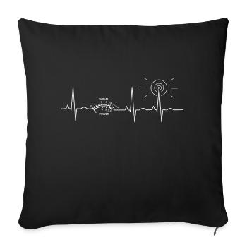 Amateur radio heartbeat motif - Sofa pillowcase 17,3'' x 17,3'' (45 x 45 cm) - black - Front