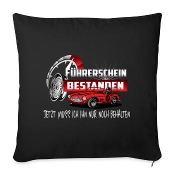 Führerschein Bestanden - Sofakissenbezug 45 x 45 cm - Schwarz - Vorne
