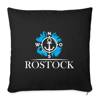 Rostock lake anchor compass symbol Logo illustration - Sofa pillowcase 17,3'' x 17,3'' (45 x 45 cm) - black - Front