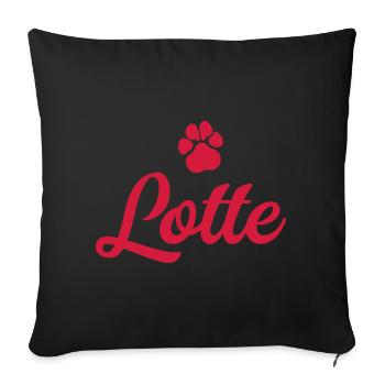 Hundename LOTTE mit Pfote - Sofakissenbezug 45 x 45 cm - Schwarz - Vorne