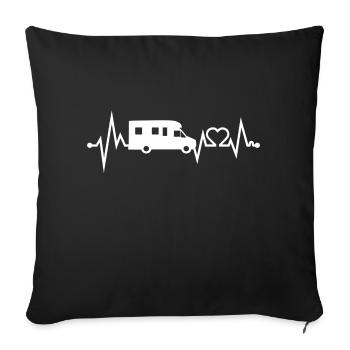 Camping drôle Camping EKG caravanes camping-car - Housse de coussin décorative 45 x 45 cm - noir - Devant