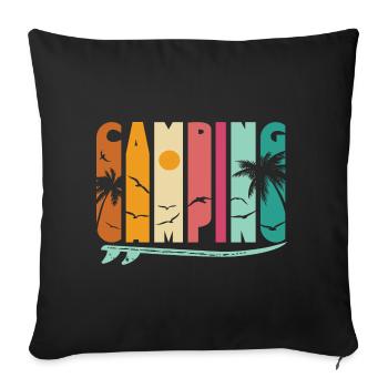 Camping Sunset - Sofa pillowcase 17,3'' x 17,3'' (45 x 45 cm) - black - Front