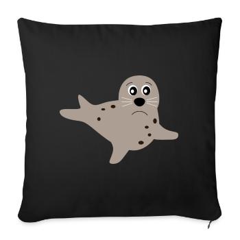 seal seals seal seals animals - Sofa pillowcase 17,3'' x 17,3'' (45 x 45 cm) - black - Front