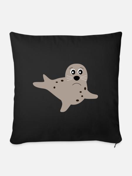 Seehund Seehunde Robbe Robben Tiere - Sofakissenbezug 45 x 45 cm - Schwarz