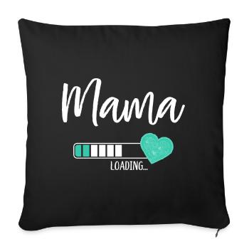 Mama Loading Herz Baby Junge Werdende Mama - Sofakissenbezug 45 x 45 cm - Schwarz - Vorne