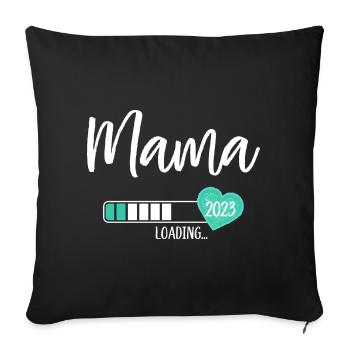 Mama Loading 2023 Herz Baby Junge Werdende Mama - Sofakissenbezug 45 x 45 cm - Schwarz - Vorne