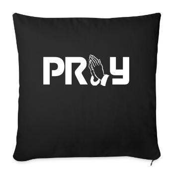 Priez - Vêtements chrétiens - Housse de coussin décorative 45 x 45 cm - noir - Devant