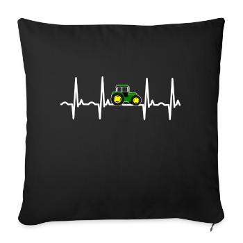 Tractor Heartbeat Farm Tractor Farm Gift - Sofakissenbezug 45 x 45 cm - Schwarz - Vorne