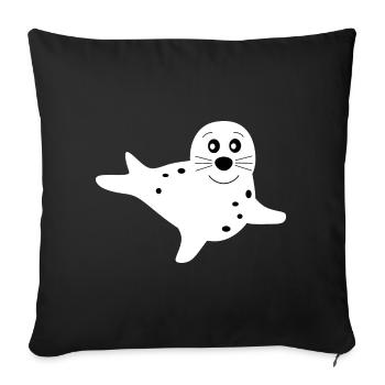 phoque phoque blanc phoques phoques animaux - Housse de coussin décorative 45 x 45 cm - noir - Devant