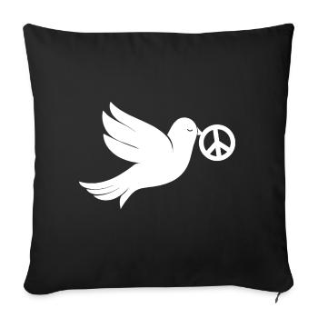 Signe de paix de la colombe de la paix - Housse de coussin décorative 45 x 45 cm - noir - Devant