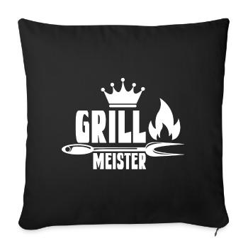 Feuriger Grillmeister mit Krone - Sofakissenbezug 45 x 45 cm - Schwarz - Vorne