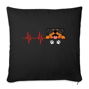Rottweiler Heartbeat Drôles de propriétaires de chiens - Housse de coussin décorative 45 x 45 cm - noir - Devant