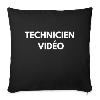 T-shirt technicien vidéo - Housse de coussin décorative 45 x 45 cm - noir - Devant