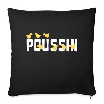 Poussin avec des poussins - Housse de coussin décorative 45 x 45 cm - noir - Devant