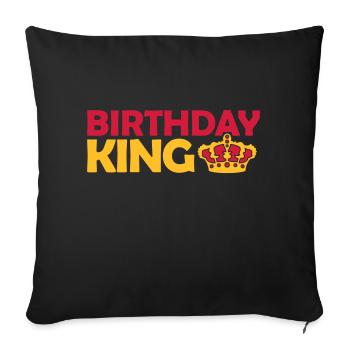 Logo de la fête du roi d’anniversaire - Housse de coussin décorative 45 x 45 cm - noir - Devant