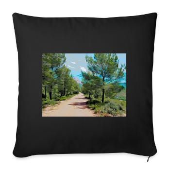 Dessin de la Provence - Chemin de randonnée - Housse de coussin décorative 45 x 45 cm - noir - Devant