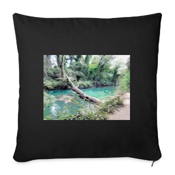 Dessin de la Provence - Rivière de la Bresque - Housse de coussin décorative 45 x 45 cm - noir - Devant