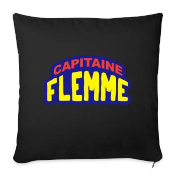Capitaine flemme humour super héros - Housse de coussin décorative 45 x 45 cm - noir - Devant