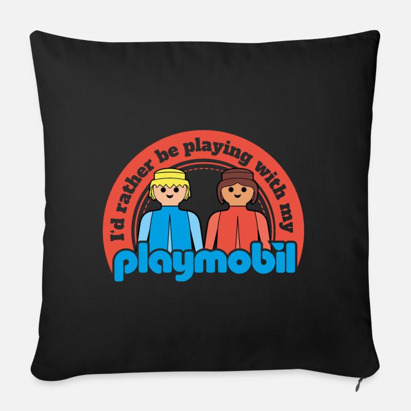Playmobil-logotyp för Playmobil Lovers - Soffkuddsöverdrag, 45 x 45 cm - svart