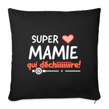 Super mamie qui déchire. - Housse de coussin décorative 45 x 45 cm - noir - Devant
