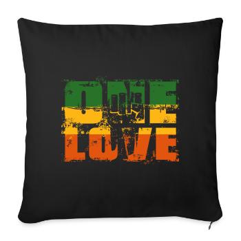 Bannière rastafari One Love - Housse de coussin décorative 45 x 45 cm - noir - Devant